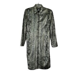 Trio‎ NY Faux Snake Skin Green Jacket Long Buttons Size 8